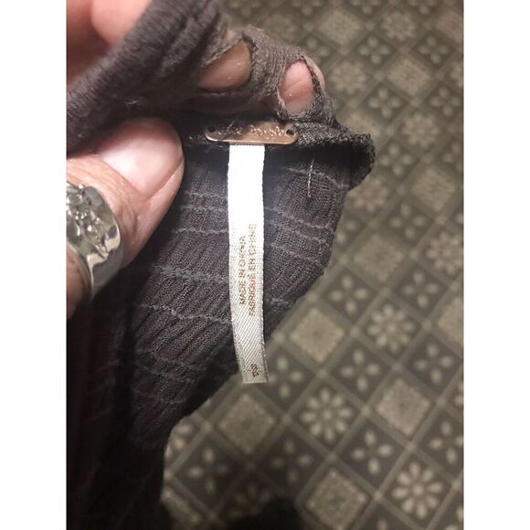 Free People Womens Small To The Point Mini Dress Gray Fit & Flare Lace Cut Outs - Picture 8 of 8